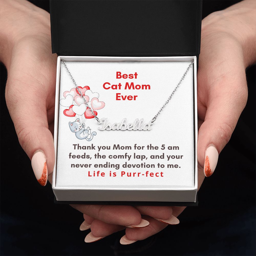 Best Cat Mom Ever | Custom Name Necklace