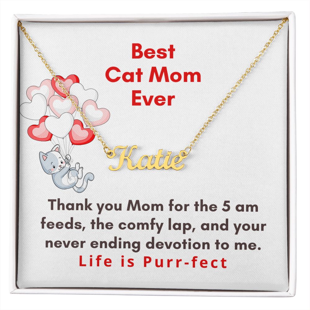 Best Cat Mom Ever | Custom Name Necklace