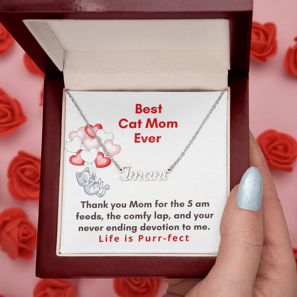 Best Cat Mom Ever | Custom Name Necklace