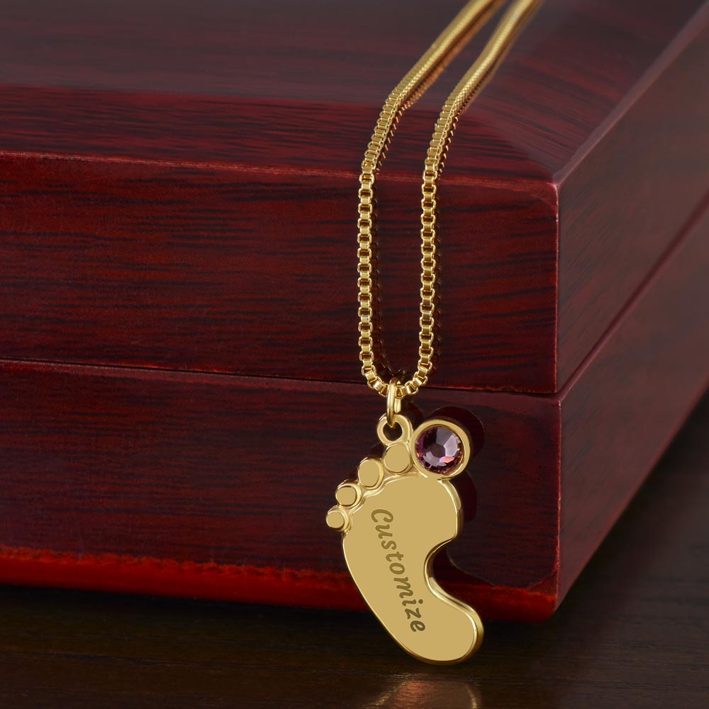 Wife | Engraved baby feet necklace | Husband