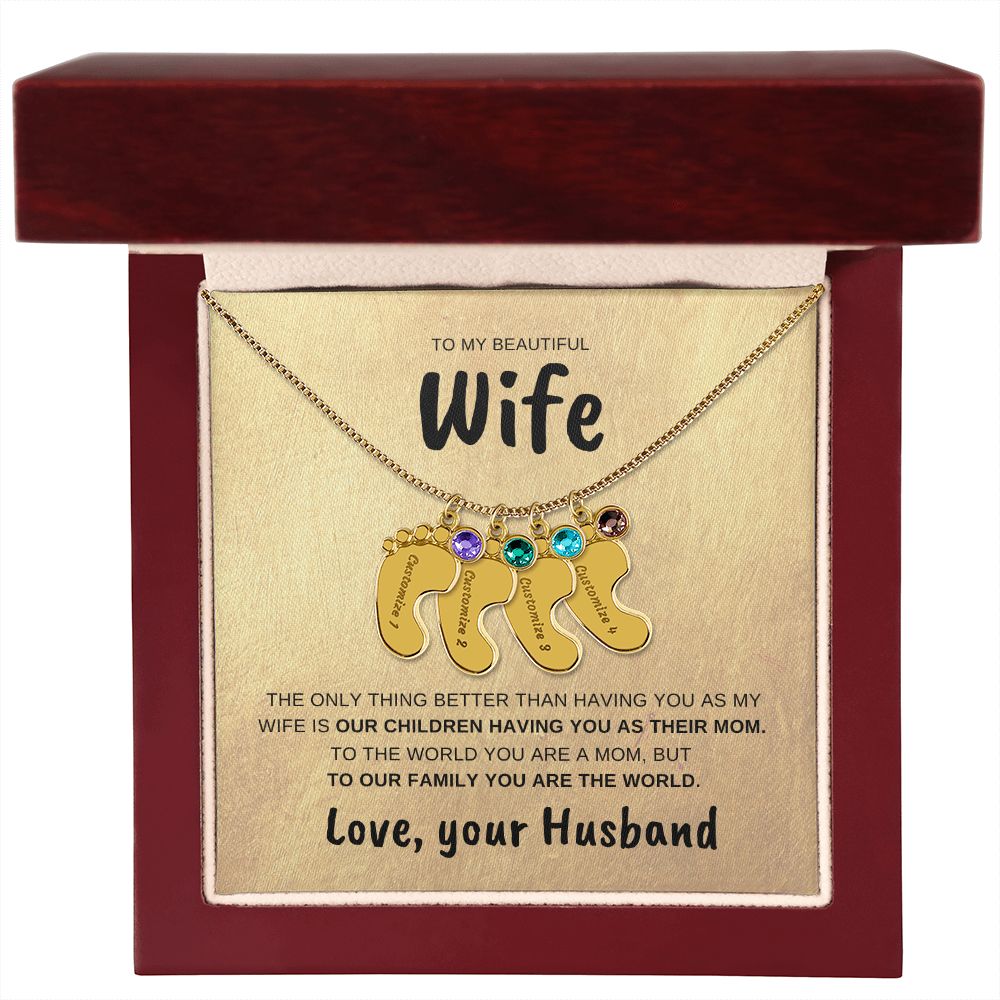 Wife | Engraved baby feet necklace | Husband