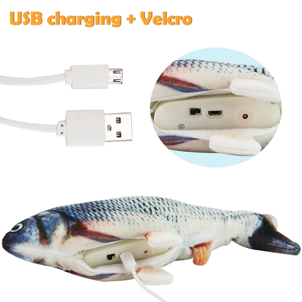 Leo Floppy Fish Cat Toy displaying charging capability