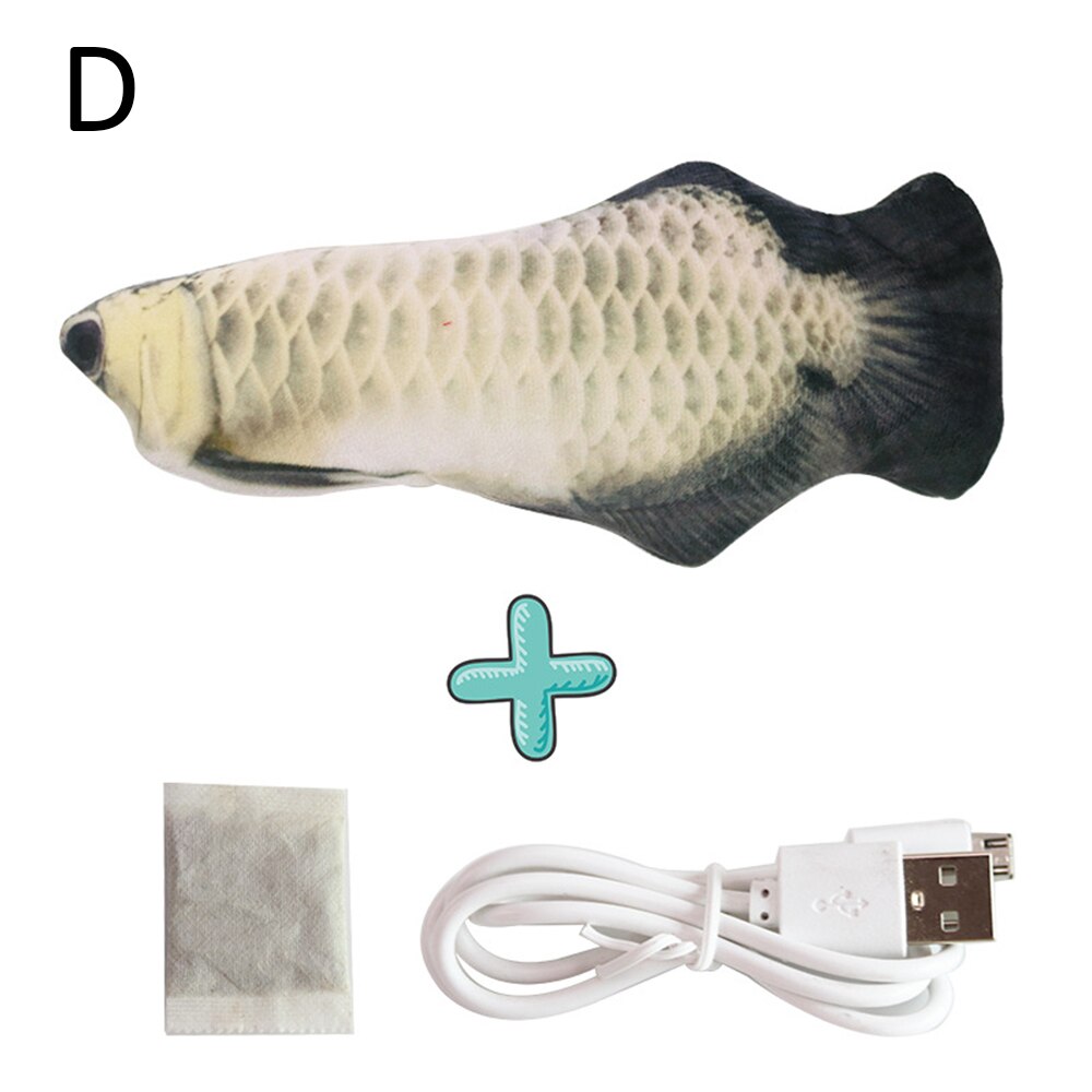 Leo Floppy Fish Cat Toy  - 11.8 inch Silver arowana with charger and catnip