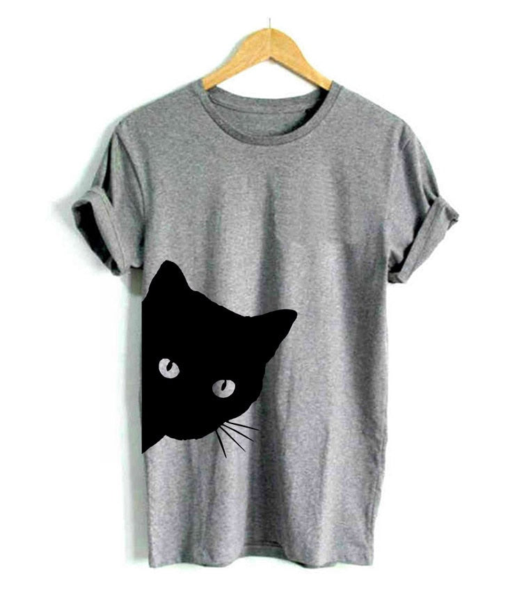 CHARLIE Cat T-shirt Women's gray with black cat