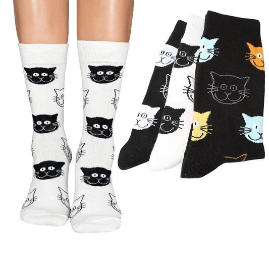 Smokey Silly Cat Cotton Socks - 4 Pairs