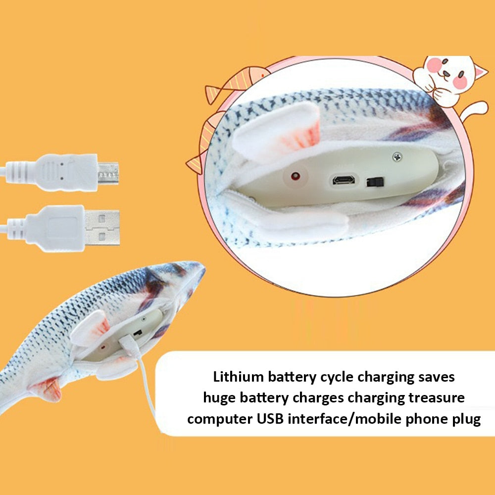 Leo Floppy Fish Cat Toy  description of lithium battery
