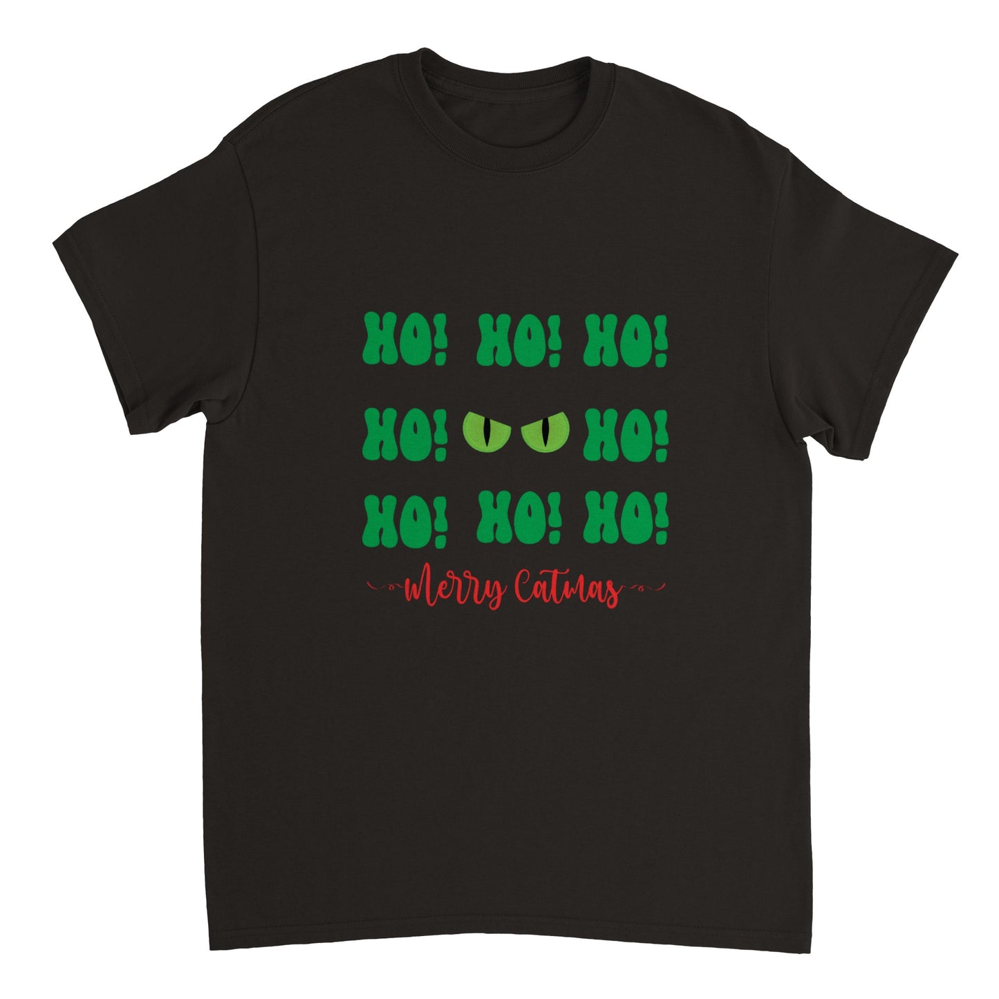 Christmas Ho Ho Cats Eyes Heavyweight Unisex Crewneck T-shirt