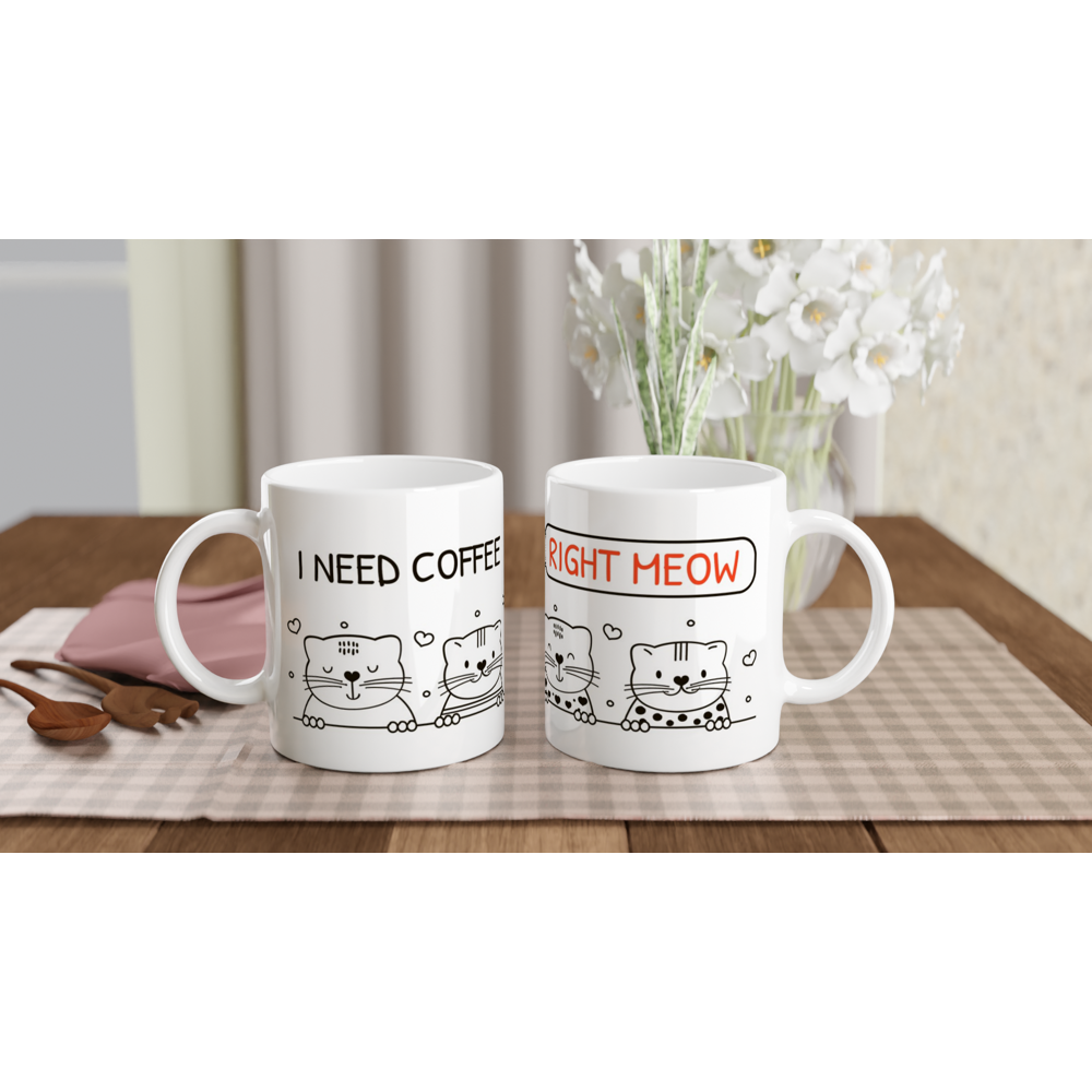 Mac I Need Coffee - Cat Lover White 11oz Ceramic Mug