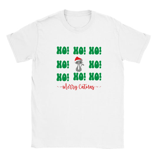 Christmas Ho Ho Cat Classic Kids Crewneck T-shirt