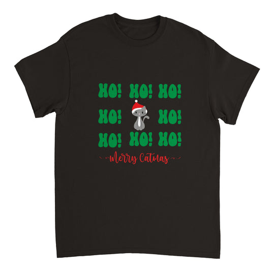 Christmas Ho Ho Cat Heavyweight Unisex Crewneck T-shirt