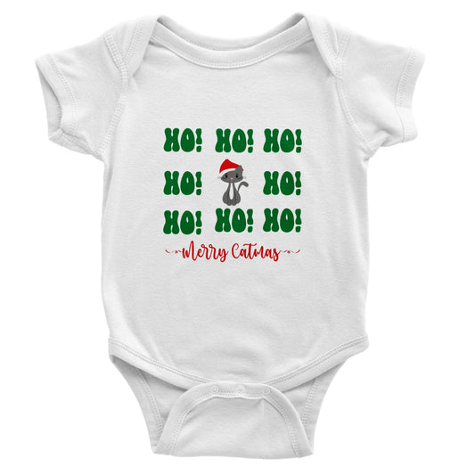 Christmas Ho Ho Cat Classic Baby Short Sleeve Bodysuit