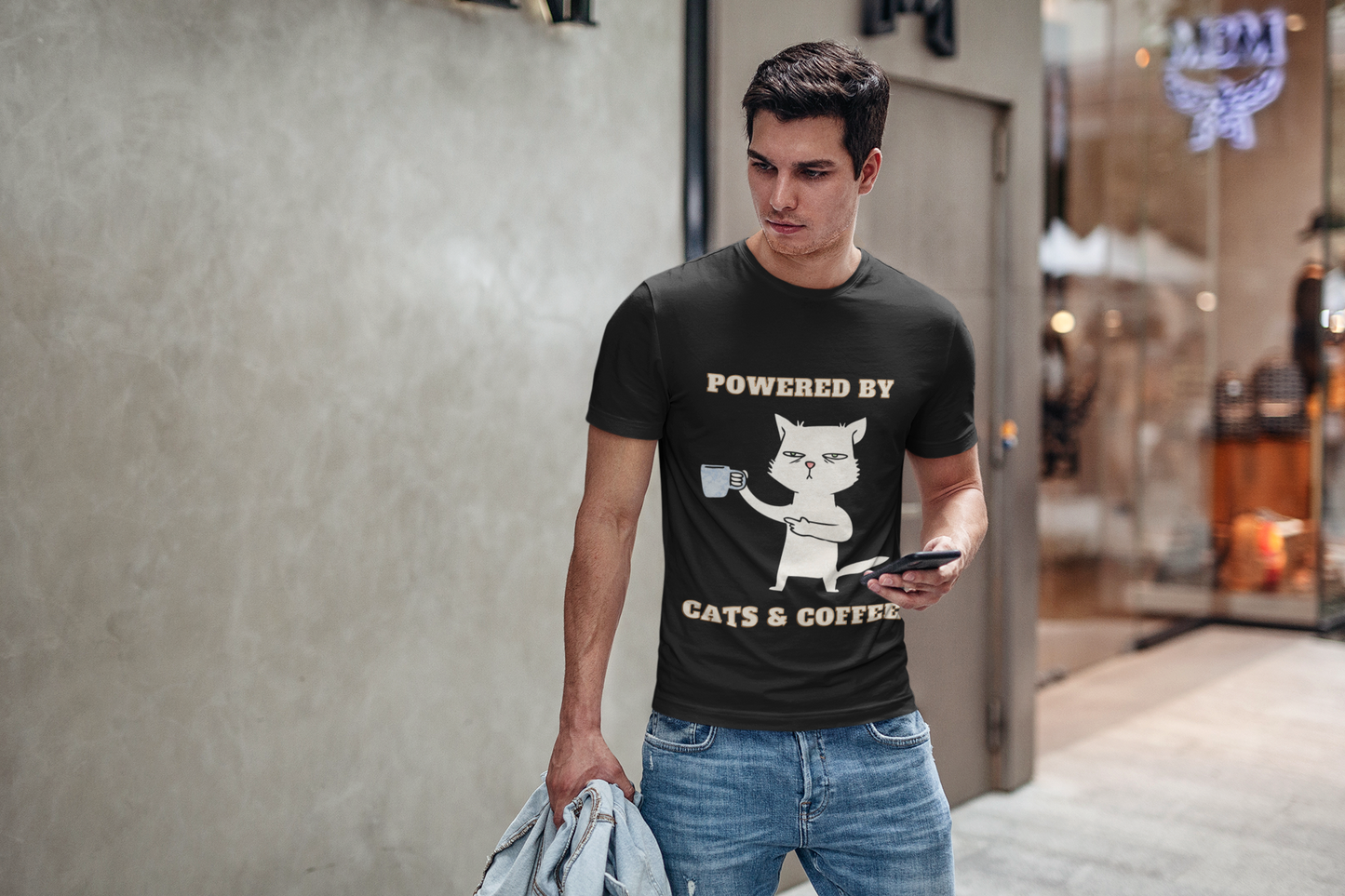 Max Cats and Coffee T shirt Unisex Crewneck